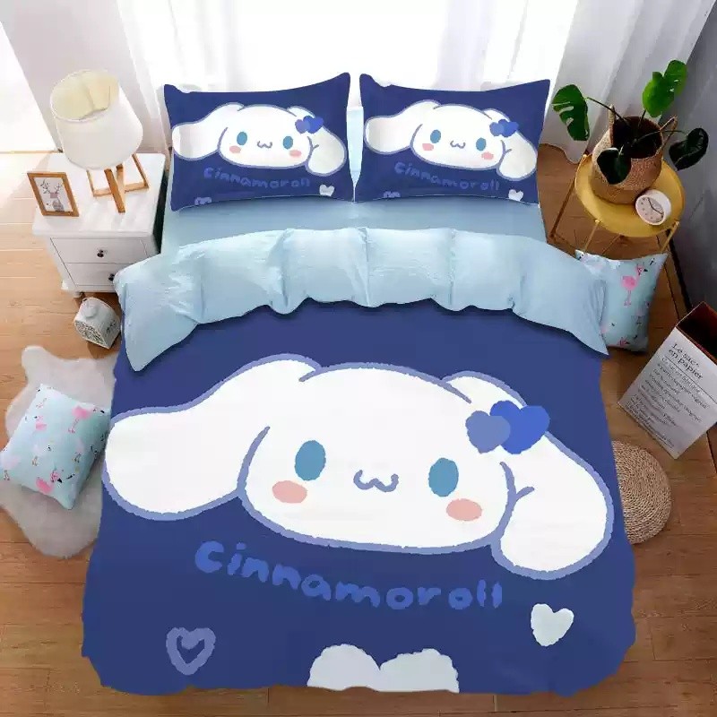 Ps1 Sanrio Cinnamoroll Hoạt Hình 3IN1 Ga Trải Giường Chăn Gối Chất Lượng Cao Cấp Bộ Chăn Ga Gối Phòng Ngủ Gia Đình Có Thể Giặt Được