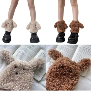Exhila Nữ Lông Thú Dễ Thương Tai Chó Chân Ấm Thẩm Mỹ Mùa Đông Ấm Áp Mờ Sang Trọng Boot Vòng Đeo Trang Phục Đảng Chân Gaiters So