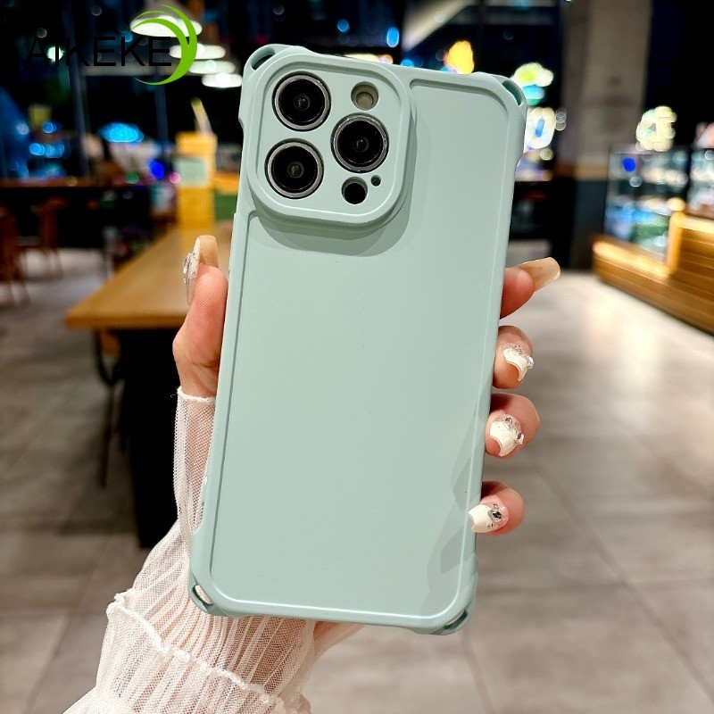 Tương Thích Cho iPhone 16 15 14 Plus iPhone 16 15 14 13 Pro Max 16Pro 15Pro 14Pro Ốp lưng Mờ Mờ Đơn Giản Mềm Silicon Ốp Lưng Có Túi Khí Có Dây Buộc Lỗ
