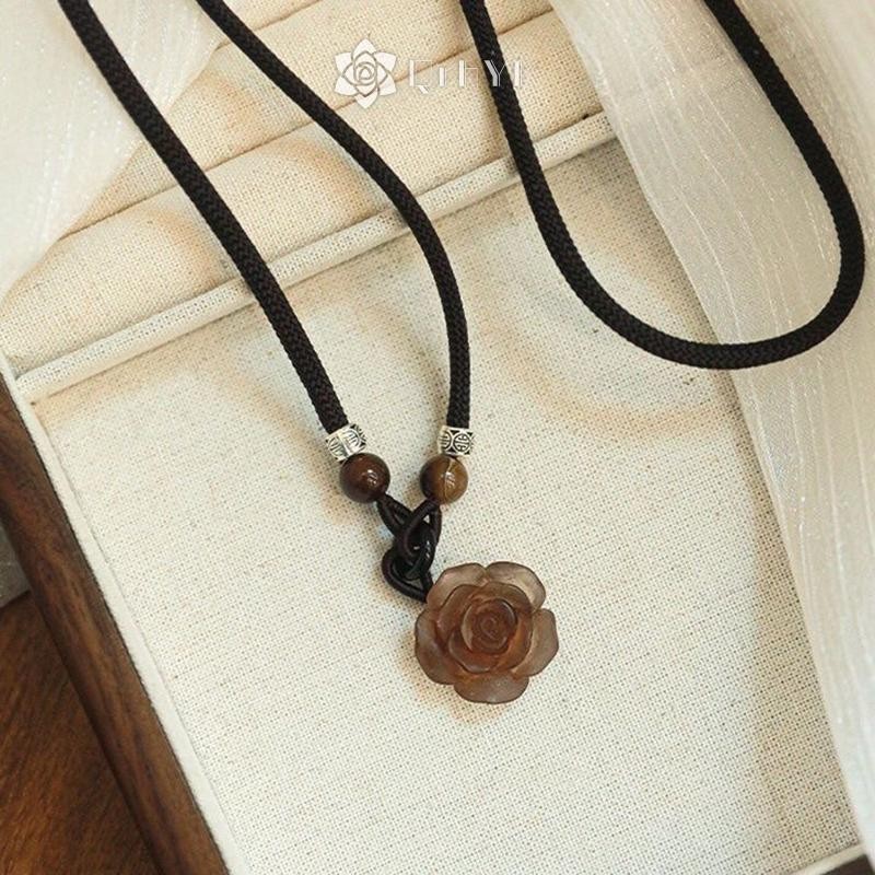Qrhyk Phong Cách Trung Hoa Thời Trang Retro Dây Vòng Cổ Hoa Mặt Trăng Khóa An Toàn Mặt Dây Chuyền Vòng Cổ Nữ Vintage Mới Trang Sức