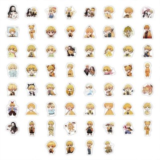 60pc Q Edition Agatsuma Zenitsu Miếng Dán DIY Laptop Điện Thoại Hành Lý Cốc Anime Demon Slayer Miếng Dán