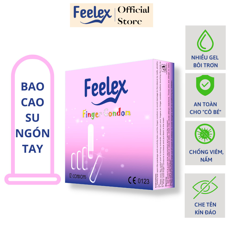 Bao cao su ngón tay Feelex finger nhiều gel, hương dâu - hộp 12 bcs ...