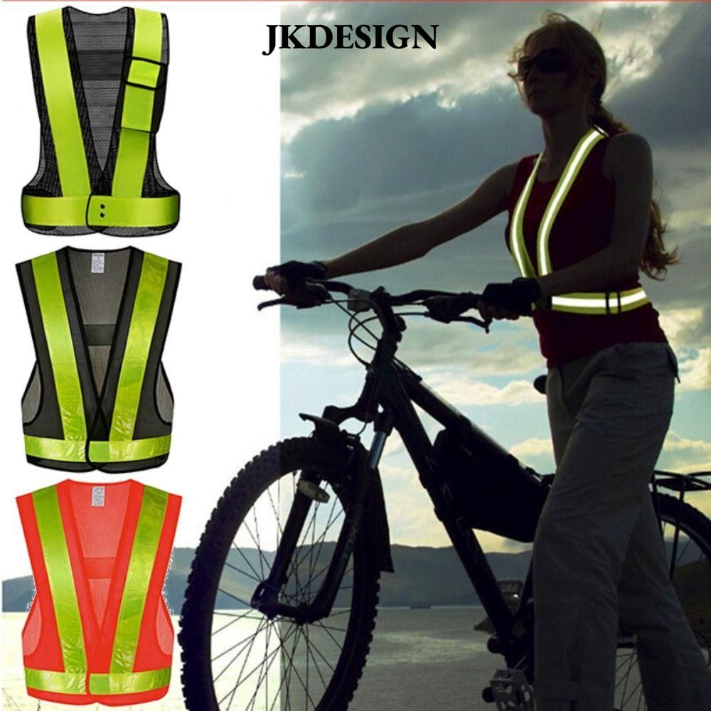 Áo Vest An Toàn JKDESIGN, Vải Lưới Đen Cam Phản Quang, Thoáng Khí Dạ Quang Chạy Xe Đạp Hình Chữ V Làm Việc Áo Khoác An Toàn Giao Thông