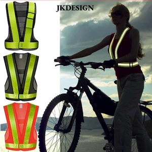 Áo Vest An Toàn JKDESIGN, Vải Lưới Đen Cam Phản Quang, Thoáng Khí Dạ Quang Chạy Xe Đạp Hình Chữ V Làm Việc Áo Khoác An Toàn Giao Thông