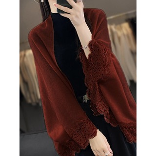 Áo khoác choàng Áo Choàng Áo len phối bên ngoài áo choàng Áo len cardigan Áo dệt kim mẫu dài vừa cho nữ mùa thu đông phong cách tây thời trang rộng rãi