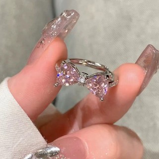 Nhẫn nơ zircon hồng dành cho nữ Nhẫn ins cao cấp