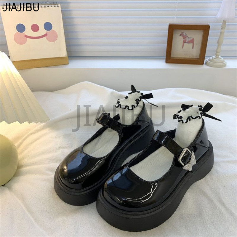 Size 34-46 Giày Nữ Cỡ Lớn 45 Giày Da Mũi Tròn Chống Trượt 44 Giày Đi Học Màu Đen 43 Korean Fashion Platform Mary Jane Shoes 42 Giày Công Chúa Cosplay Giản Dị Phong Cách Anh Quốc Japanese JK Uniform Beige Lolita Doll Shoes Giày Ngón Chân Cái Giày Khiêu Vũ
