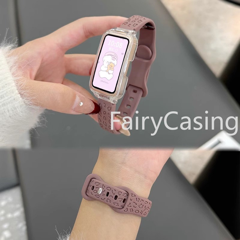 Da Báo In Silicon Dây Đeo Cho Huawei Fit 4 Pro 3 Honor Band 11 Pro 10 9 8 7 6 Phụ Kiện Vòng Tay Correa Cho Huawei Band 9 8 7 6 Dây Đeo Đồng Hồ Thay Thế
