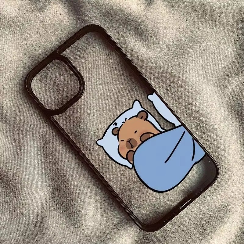 Ốp Điện Thoại Cặp Đôi Capybara Hoạt Hình Dễ Thương Cho iPhone 16 15 Pro MAX 11 14 13 12 Pro XS X SE2020 XR 7 8 Plus Thỏ Gấu Trong Suốt