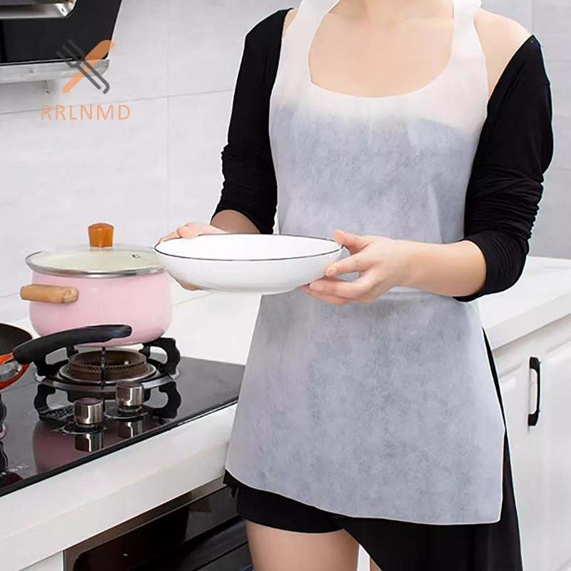 Rrlnmd 10 Chiếc Tạp Dề Dùng Một Lần Cho Lẩu Chống Dầu Chống Bẩn Tạp Dề Người Lớn Di Động Vệ Sinh Nấu Ăn Không Dệt Chống Thấm Nước Delanta MỚI