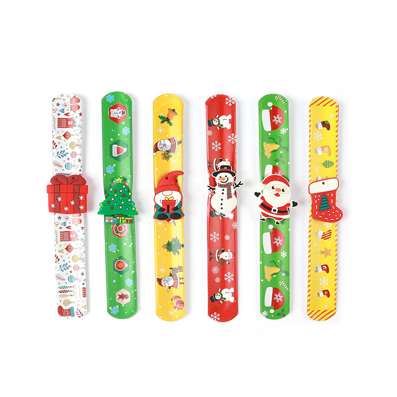 3d Cây Giáng Sinh Hoạt Hình Ông Già Noel Trẻ Em Happy Dây Đeo Tay Đồ Chơi Dự Tiệc Slap Vòng Tay
