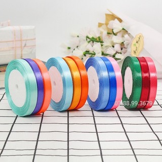 Ruy băng lụa vải satin 1cm làm hoa, nơ, gói quà trang trí giáng sinh cuộn SUNND