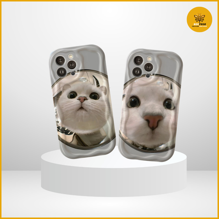 Ốp Lưng iP Mèo Meme Viền Sóng , Chống Sốc, Bảo Vệ Camera iP 8/Plus/X