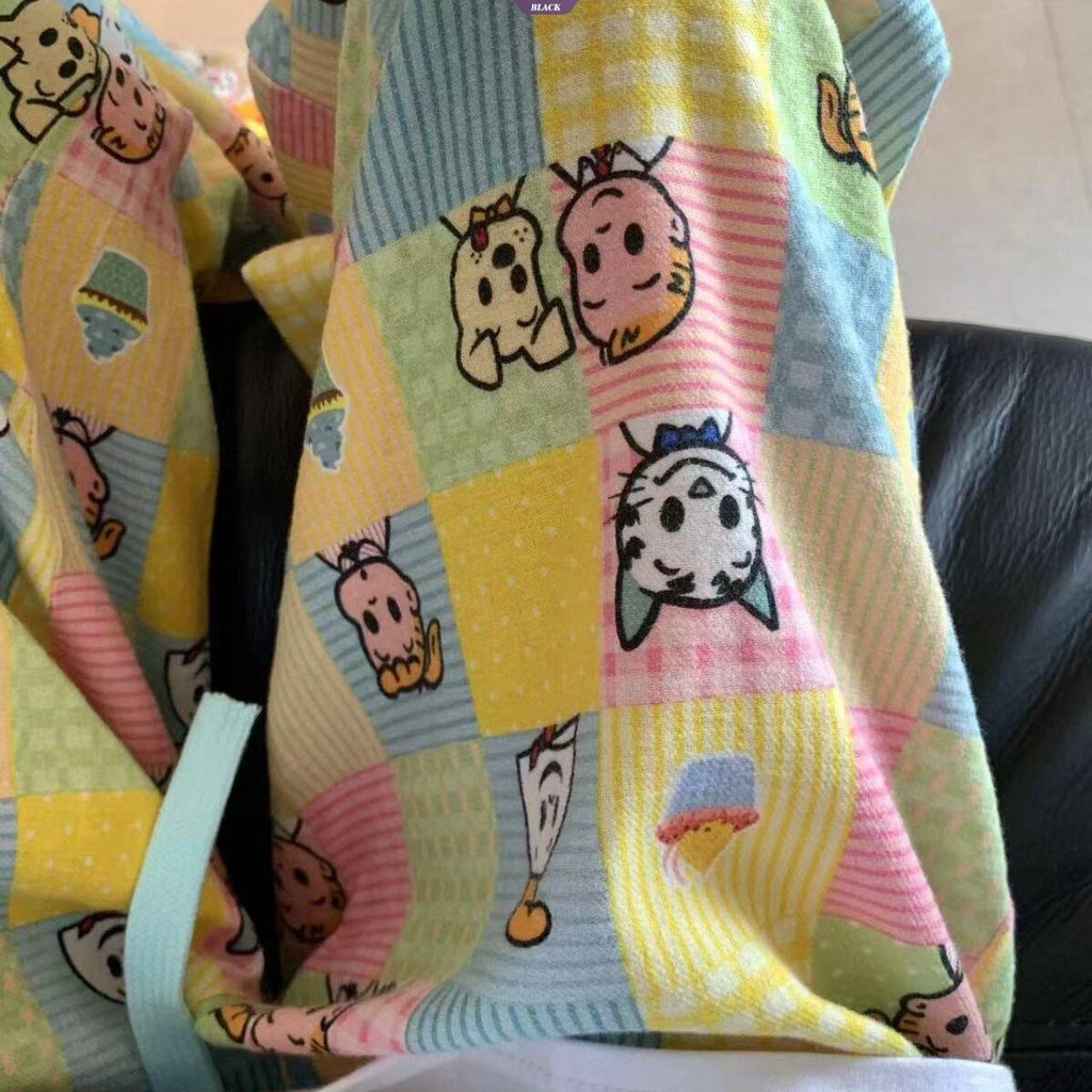 Retro Màu Xanh Chó Pyjama Quần Xuân Thu Mới Hàn Quốc Hoạt Hình Dễ Thương In Hình Rời Quần Nhà Nữ [BL]