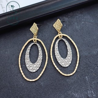 Ghgl❤️Châu Âu Mỹ Độc Đáo Pháp Bông Tai Vàng Nữ Phóng Đại Influencer Kim Loại Đơn Giản Bông Tai Cao Cấp Retro Sang Trọng Bông Tai