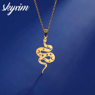 Skyrim Vòng cổ nữ Mặt dây chuyền rắn bằng thép không gỉ Quà tặng trang sức