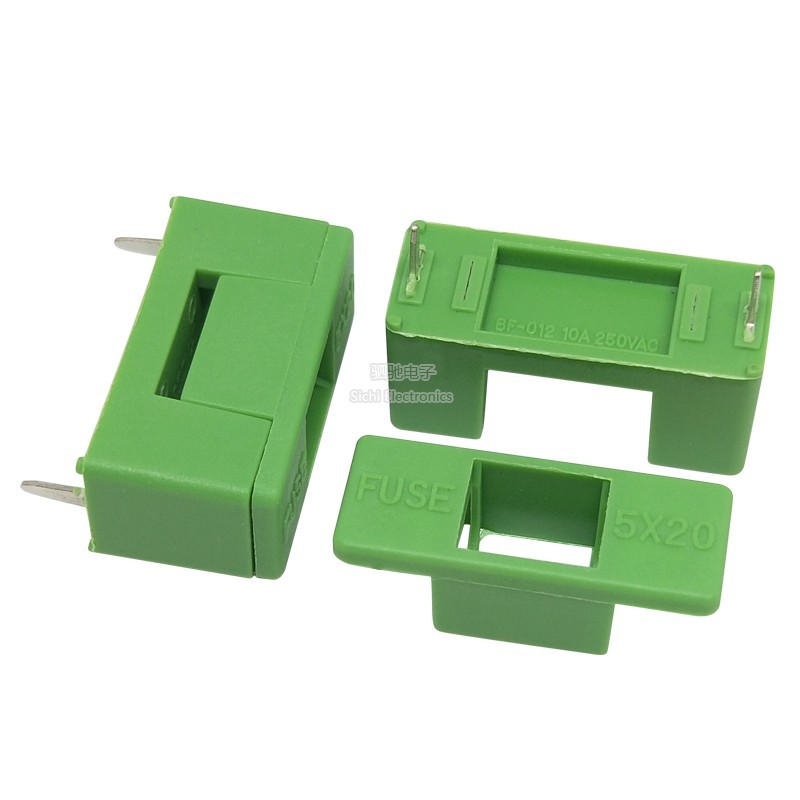 Giá đỡ cầu chì PTF-77 / 78 / 76 5 * 20MM Cầu chì màu xanh lá cây có nắp Pin ngoài 22MM Pin bên trong 15