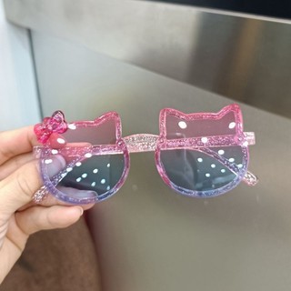 Kính râm Kitty chống tia cực tím cho bé gái-Kính chống nắng phân cực silicon dễ thương cho trẻ em