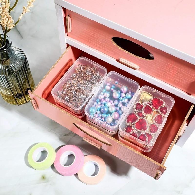 1 / 2 / 3 Chiếc Hộp Bao Bì Vuông Nhỏ DIY Trang Sức Tổ Chức - Hộp Bảo Quản Bằng Nhựa Hình Chữ Nhật Có Thể Bảo Vệ Trong Suốt