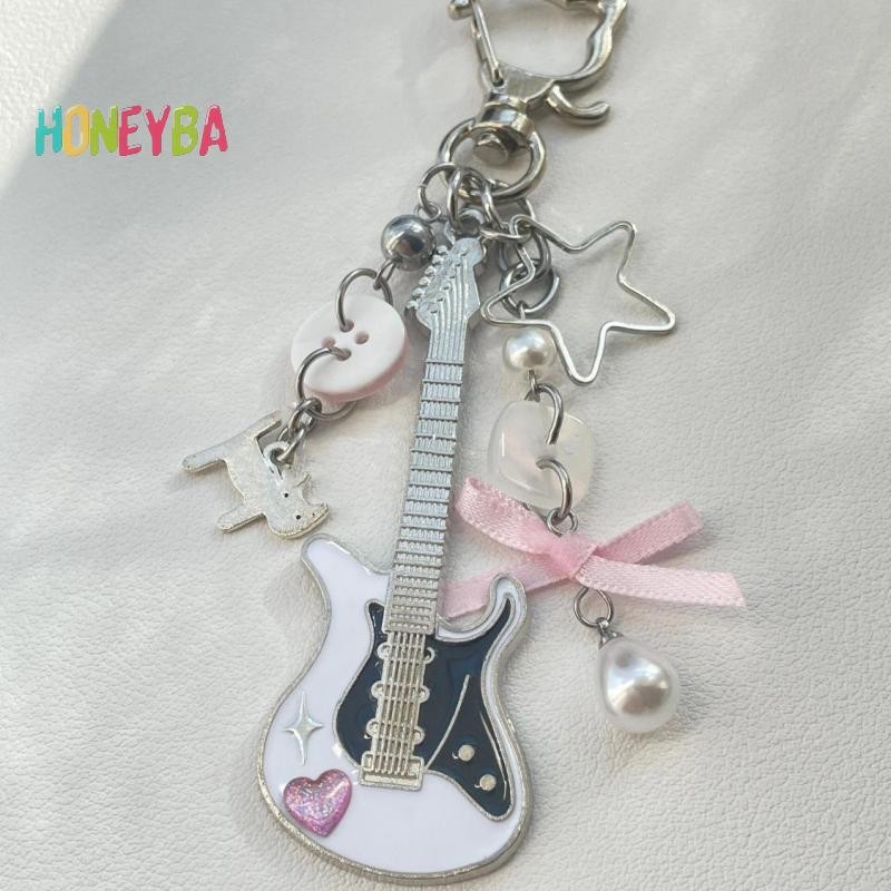 < Honeyba > Y2K Guitar Dành Cho Nam Nữ Thoáng Mát Pentagram Nơ Mặt Dây Chuyền Thời Trang Rock Punk Túi Phụ Kiện Quà Tặng