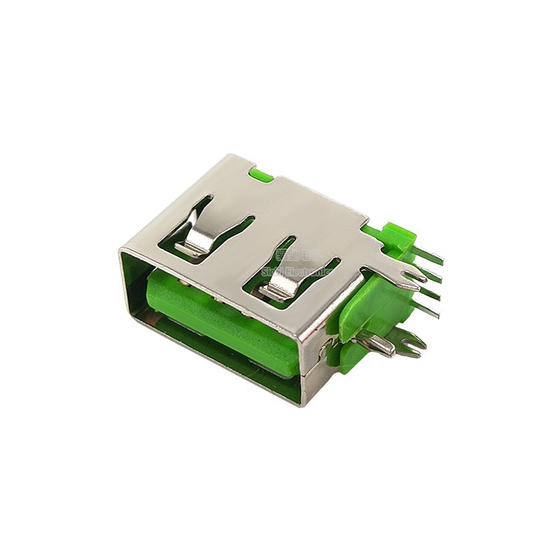 USB Nữ Ổ Cắm AF10.0 Thân Ngắn 10MM Dẹt Uốn Bên Cắm Dọc 90 Độ Cong Pin Giao Diện Ổ Cắm