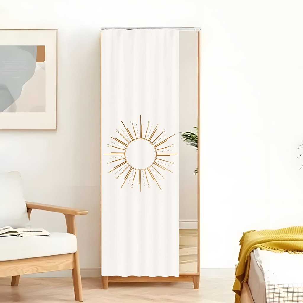 Rèm gương Celestial - Moon Phases & Sun, Vỏ gương toàn thân với hệ thống đường ray im lặng