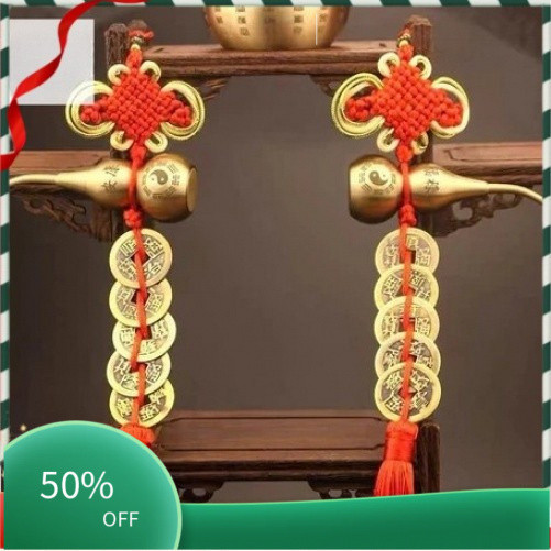 [COD]Dây Treo Hồ Lô Bát Quái 5 Xu Ngũ Đế Bằng Đồng Phong Thủy giúp hóa giải lỗi phong thủy xấu cửa đối cửa, đón tài lộc.