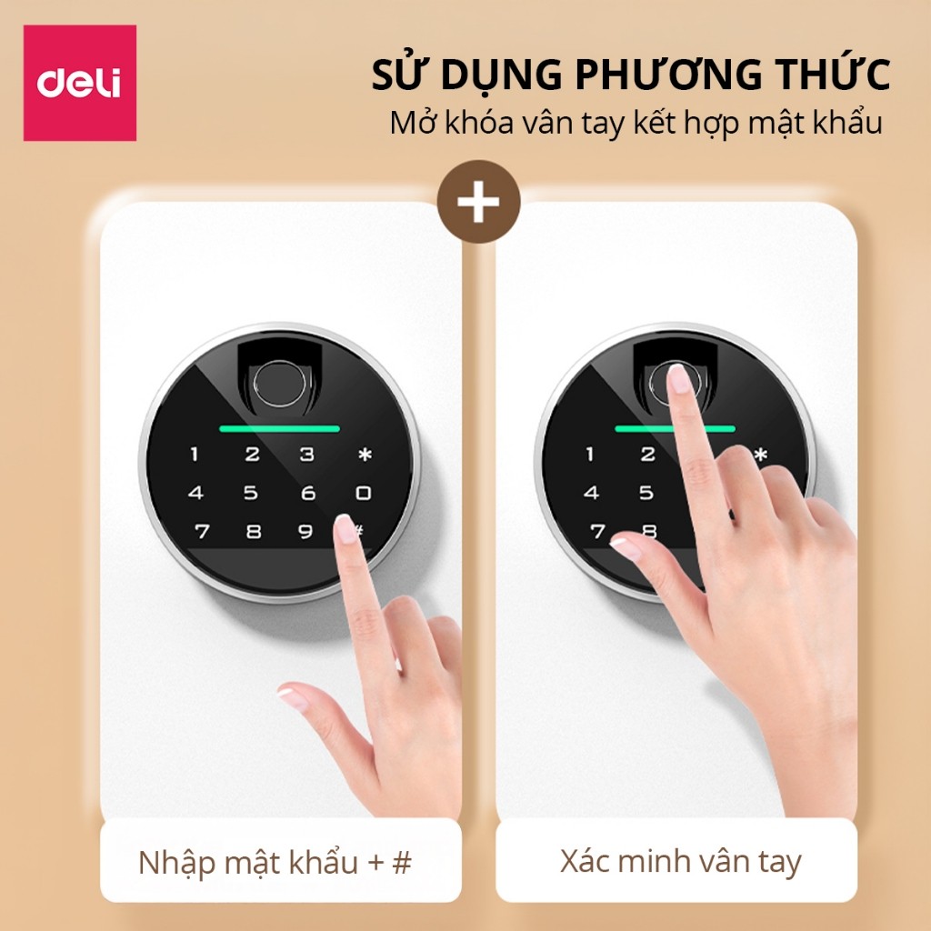 Két Sắt Chính Hãng Deli ET634 Két Sắt Vân Tay Thông Minh 2 Màu Trắng Đen Két Sắt Chống Cháy An Toàn
