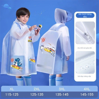 Áo mưa trẻ em hình Kuromi – Toàn thân chống thấm, khóa kéo bền, che balo tiện lợi