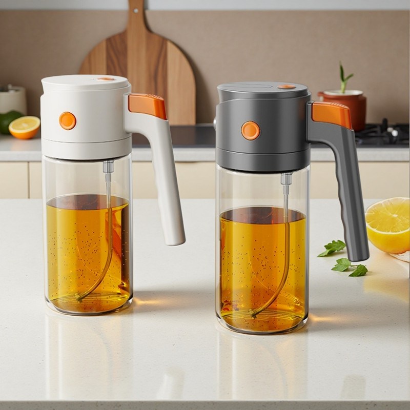 Bình Phun Dầu 2 Trong 1 Thủy Tinh Chịu Nhiệt 550ml/18.6 fl oz (Dùng Cho Không Khí Chiên, BBQ & Nấu Ăn) - Oil Sprayer for Air Fryer, Salad, Frying & BBQ | Reusable Glass Oil Dispenser 550ml