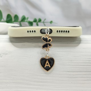 Cắm bụi di động Hợp kim Phong cách Châu Âu Chữ trái tim lớn Plus Mặt dây chuyền bướm đen Điện thoại di động Lỗ bụi