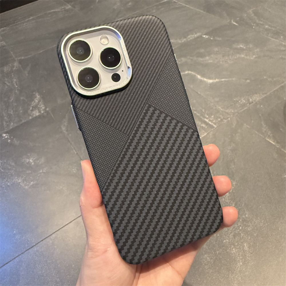 Ốp điện thoại từ tính họa tiết sợi carbon chất lượng cao cho iPhone 16 12 13 14 15 pro max Ống kính bảo vệ Camera Vỏ chống sốc Vỏ cứng bảo vệ điện thoại
