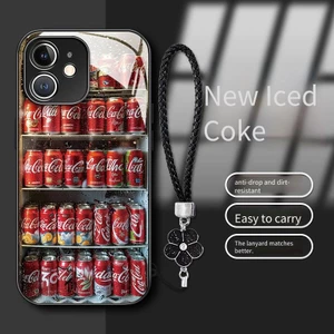 Ốp điện thoại IPhone 16 Vỏ bảo vệ Glass Cola Summer Soda I16 Pro max có dây buộc Tủ lạnh 15 Pro 14PM Vỏ bảo vệ chống sốc