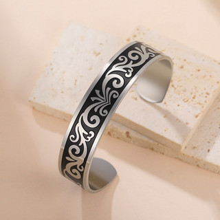 Vòng tay thép không gỉ phong cách dân tộc Skyrim vintage, chiều rộng 14 mm, phù hợp cho cả nam và nữ