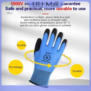 ULJ 1 Cặp Găng tay đàn hồi cao 1000V Bảo vệ an toàn Găng tay cách điện Blue Electrician.