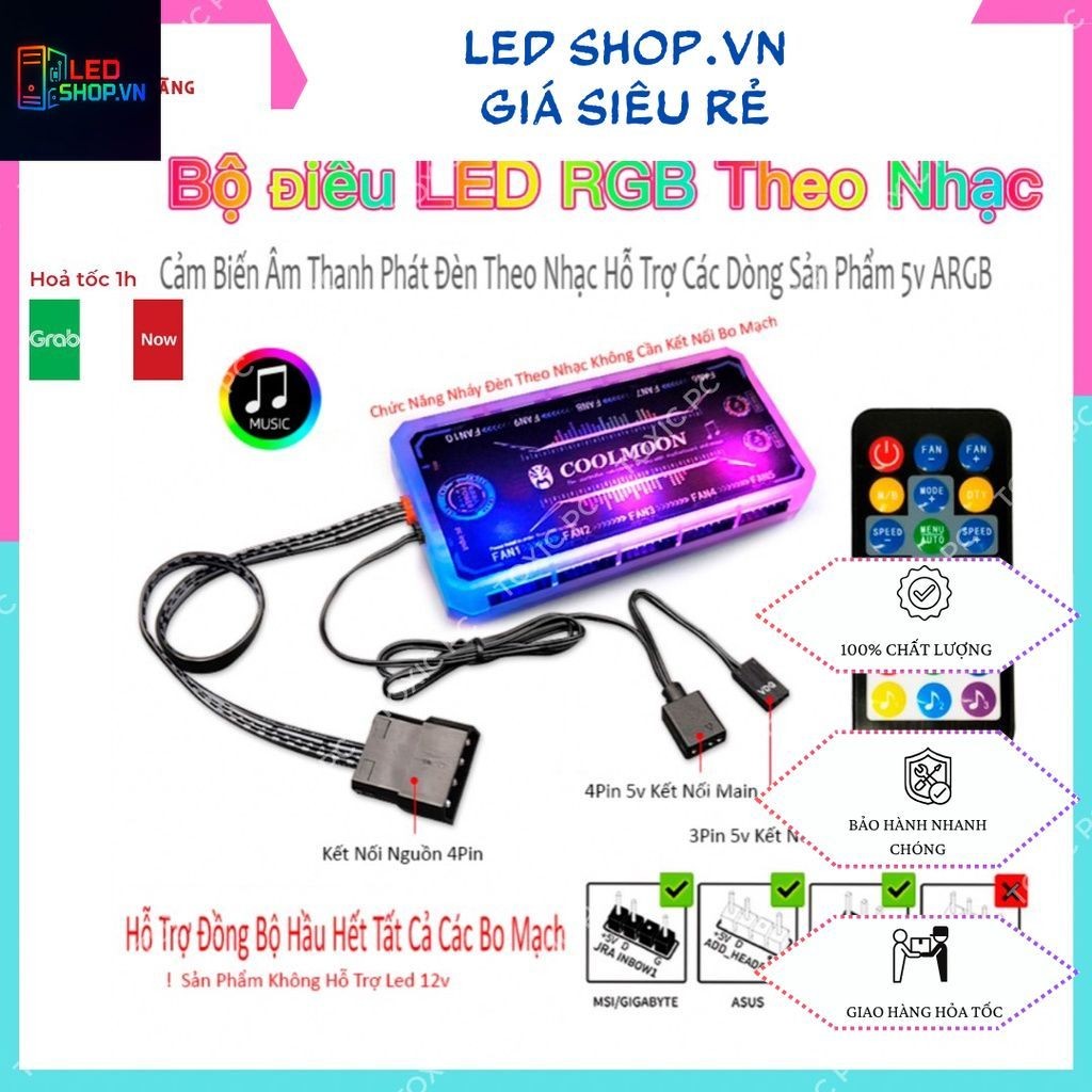 Bộ Hub Coolmoon đồng bộ Mainboard, Sync Mainboard,Nháy Đèn Theo Nhạc Cập Nhập Liên Tục Bản Mới