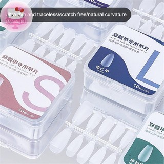 Moonlights 100 miếng/hộp móng giả trong suốt, đầu ngắn giọt nước, bảo vệ móng, dán đầy đủ