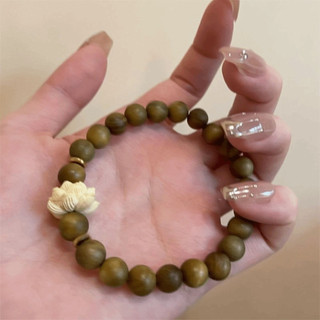 ASDFGER Vòng Tay Gỗ Đàn Hương Đính Hạt Hình Hoa Handmade, Chuỗi Hạt Mân Côi, Co Giãn, Đeo Tay, Thủ Công