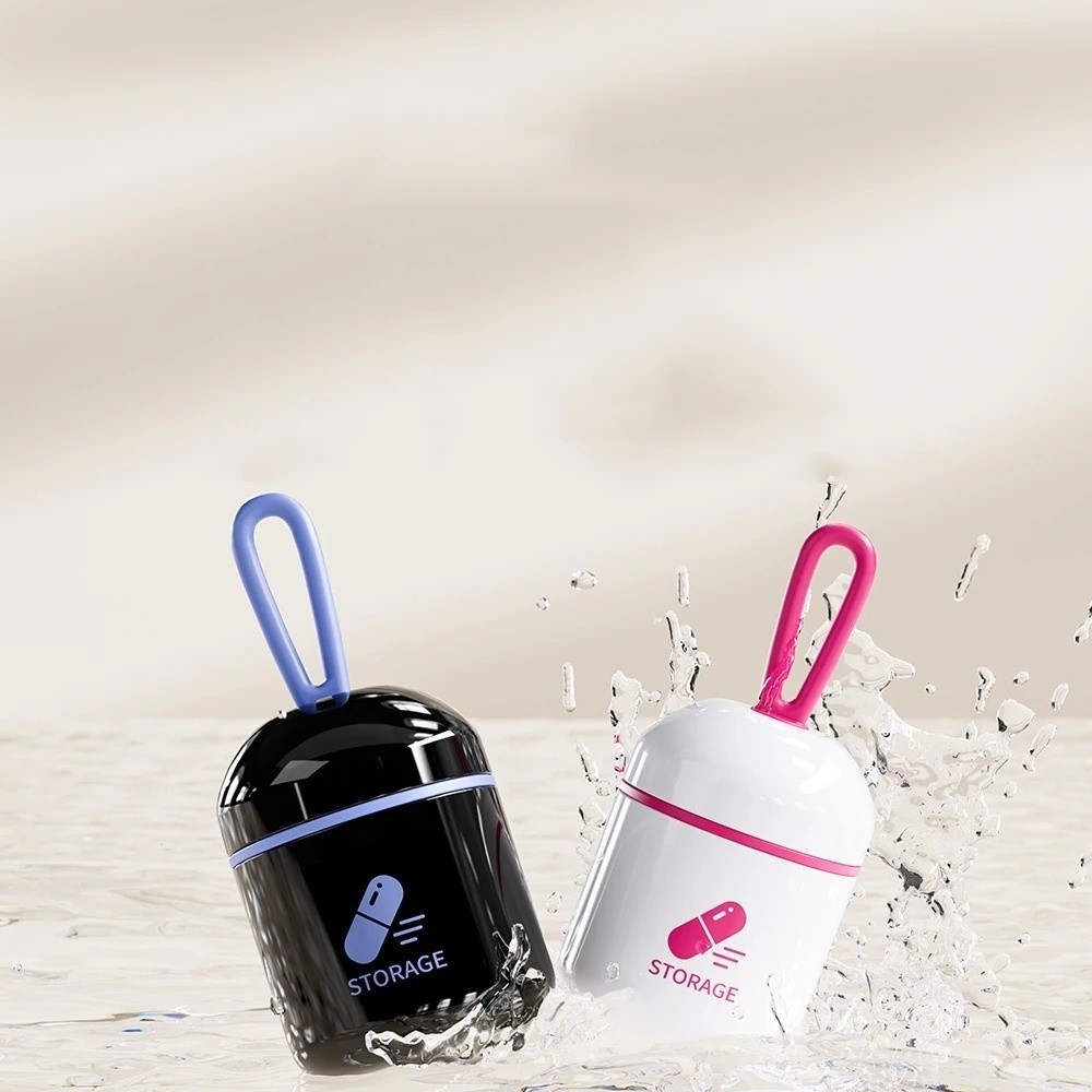 Thuốc FAVORITEGOODS, Hộp đựng thuốc Mini đầy màu sắc, Hộp đựng máy tính bảng đa ngăn hình tròn di động bền bỉ