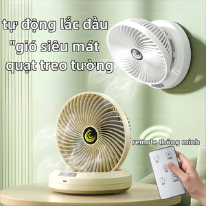 QUẠT TREO TƯỜNG ĐA NĂNG 2025 - Quạt mini gập gọn, gió mạnh 3 cấp độ, xoay 90° tự động, dùng cho nhà/văn phòng