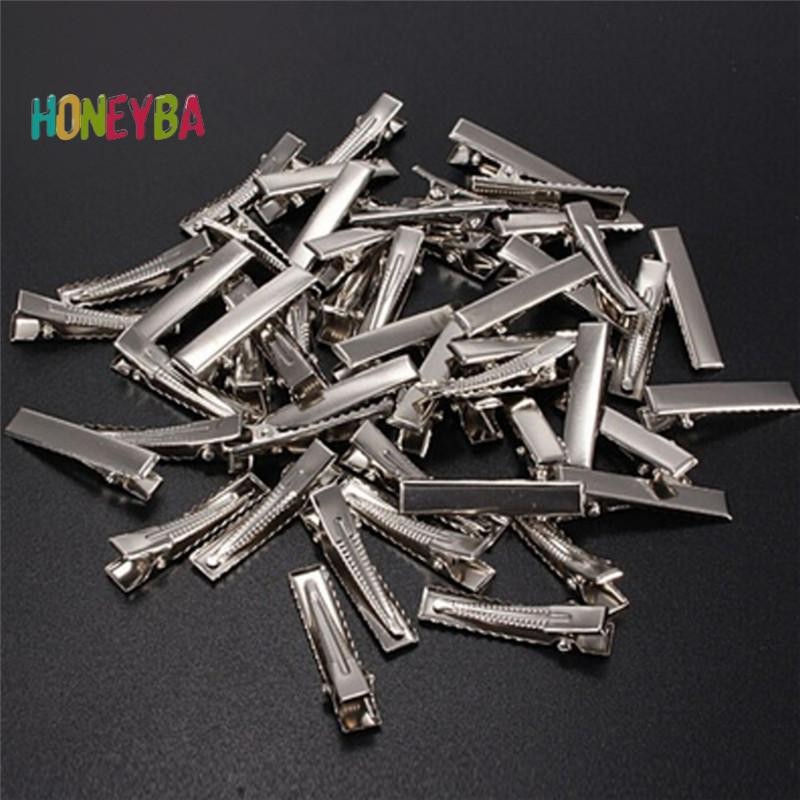 < Honeyba > 50 Kẹp Tóc Kim Loại Phẳng Bạc Thời Trang Prong Kẹp Tóc Bằng Kim Loại Kẹp Tóc