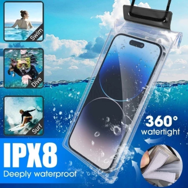 Túi chống nước IPX8 trong suốt, cảm ứng nhạy, nhận diện Face ID/Vân tay, Lý tưởng đi biển, bơi lội