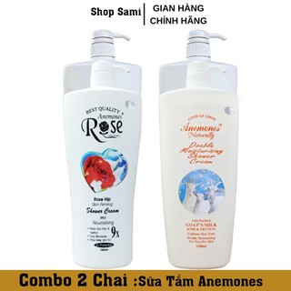 (Combo 2) Chai Sữa Tắm  Dê Anemones ROSE hương hoa hồng 1200ml@#@..