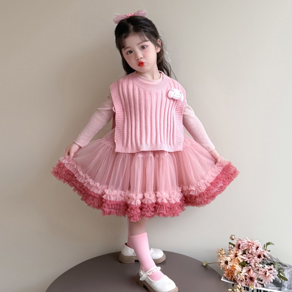 Kuromi Bé Gái Phù Hợp Với Tu Tu Tu Váy Trẻ Em Mùa Thu Công Chúa Phong Cách Mới Áo Len Thời Trang Áo Vest Preppy Phong Cách Hai Mảnh Phù Hợp Với