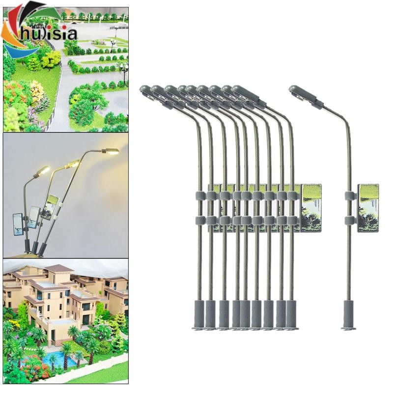 chulisia 10 Chiếc Mẫu Đèn Đường Sắt / TT / Đèn LED Mô Hình Xây Dựng Bộ Đèn Đường Sắt Bài Diorama Phụ Kiện