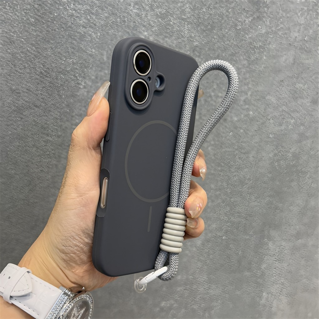 Ốp Lưng Mới Silicon Mềm Chống Vân Tay Mờ Cho iPhone 16 15 14 13 12 Pro Max Hồng Lanyar 15pro Sang Trọng 14pro Từ Tính Chống Sốc