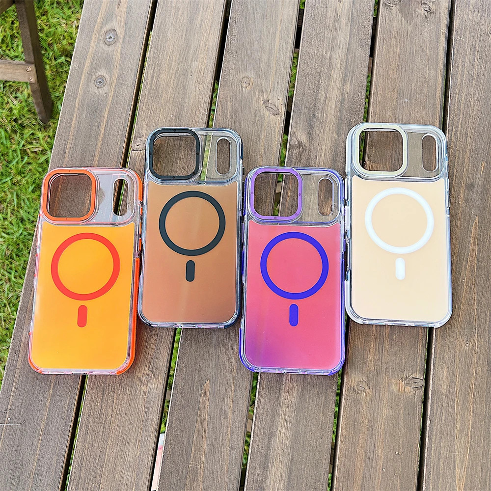 Ốp Điện Thoại Từ Tính Chuyển Đổi Ống Kính Kim Loại Cho iPhone 17 Air 16 13 Pro Max 12 11 14 Plus 16E Ốp Lưng Trong Suốt Nhiều Màu Sắc