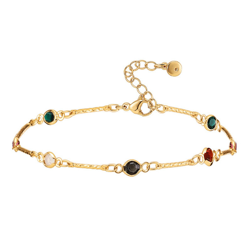 Vòng chânadjustable dây chuyền với zircon nhiều màu, phù hợp xu hướng thời trang hiện đại