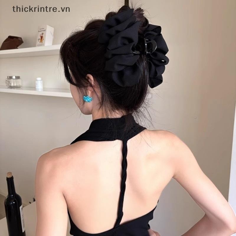 THI Thời Trang Denim Xanh Lấy Kẹp Xếp Ly Vuốt Tóc Mặt Sau Lớn Của Kẹp Dành Cho Nữ Bé Gái Mũ Phụ Kiện Tóc VN