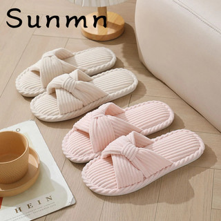 Phong Cách Mới Vải Lanh Cross Cotton Dép Hộ Gia Đình Trong Nhà Ấm Áp Dép Nữ